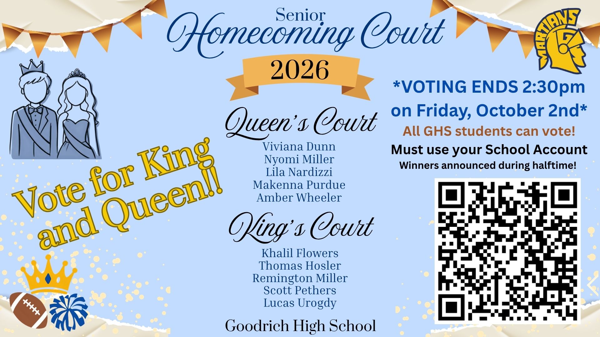 Vote for Homecoming King & Queen